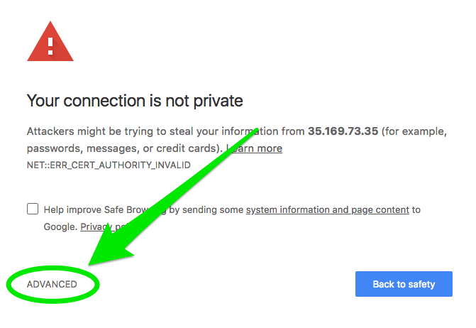 Default Browser Self-Signed SSL Warning